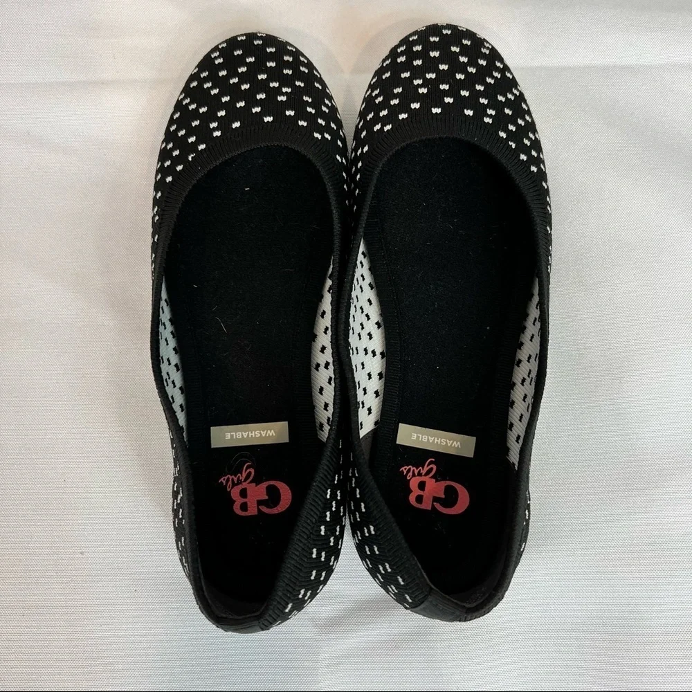 Girls GB Gianni Bini Black and White Flat Dress Shoes